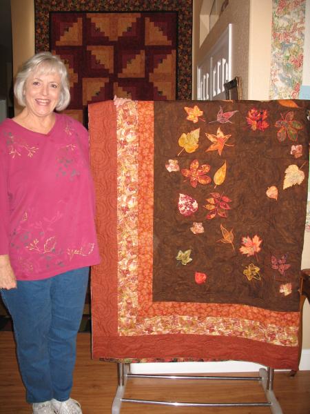 Diane's Embroidered Fall Leaves Quilt